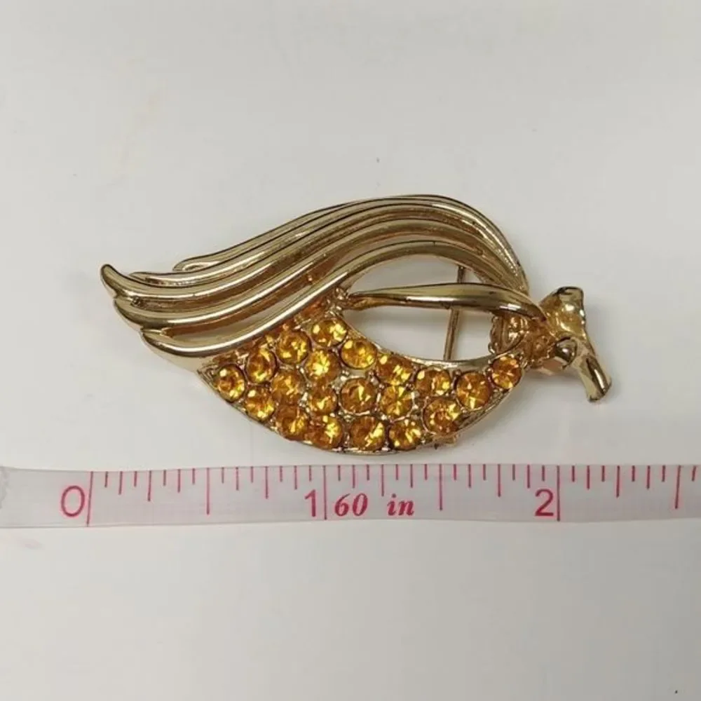 Vintage Coro Gold‎ Yellow Rhinestone Brooch